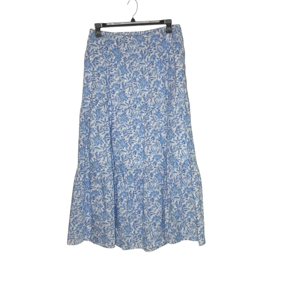 J. McLaughlin Ophelia Cotton Voile Floral Print Tiered Ruffle Skirt